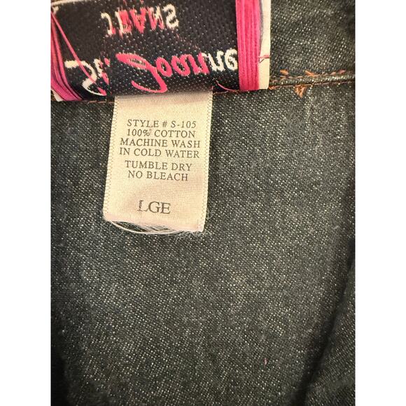 Vintage St Joanne Jeans Dark Denim Zebra Vest Bead Accents Cotton Large - Picture 6 of 6